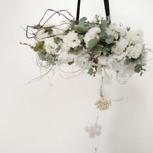 白スターチス フライングリース リース champ de fleure 通販 16914225