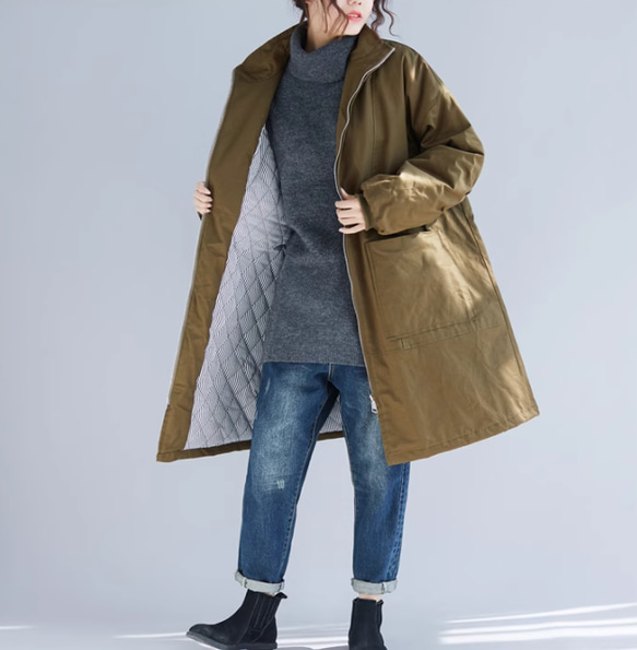 JOIN♥２色 綿入れ厚くジャケット　ゆったりコート カジュアルカーディガン　オーバーサイズ 9枚目の画像