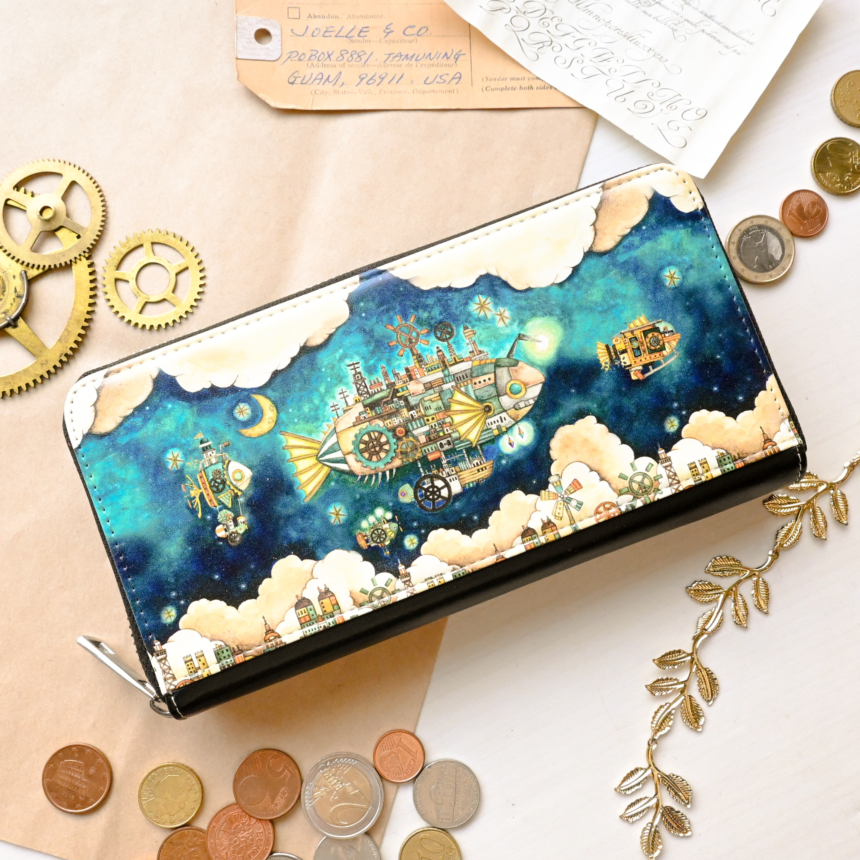 長財布「空飛ぶ魚の街」ウォレット