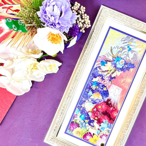 昇り龍と赤富士の縁起の良い押し花額04 その他アート 神戸六甲 昇り龍と赤富士の縁起の良い押し花額04 その他アート 神戸六甲