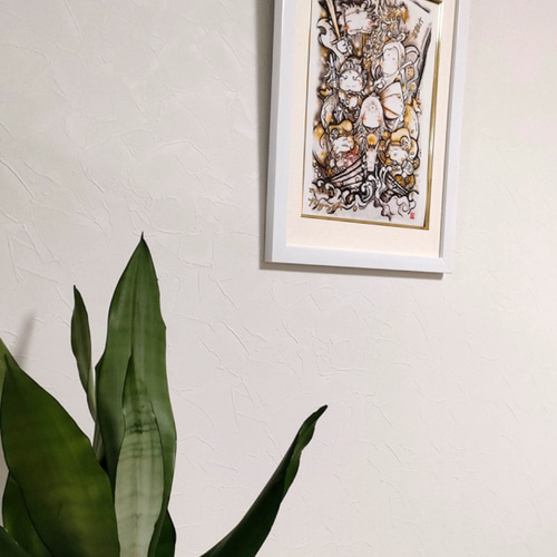 日本の七福神 (中)/壁掛け/水墨画家/アート/正月/商売繁盛/家内安全