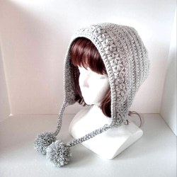 34 ニット帽ポンポン付き グレー 大人 ニット帽・ビーニー きみまる