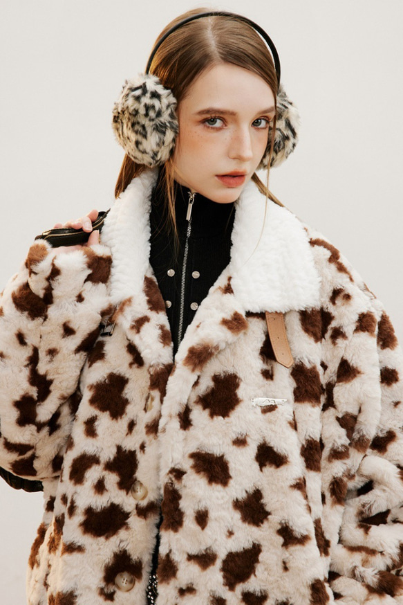 レディース*メンズ兼用ヒョウ柄綿服冬のベルベットコート・ファッションコート綿服 2カラー  20-1123 3枚目の画像