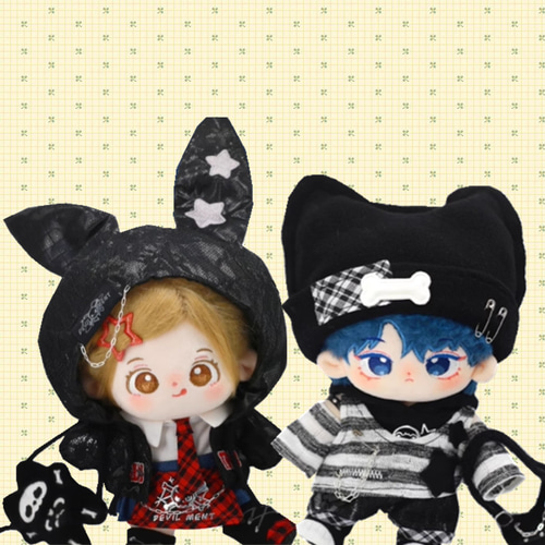 20cm着せ替えぬいぐるみ服 モダン町セット 2種類 着せ替え人形