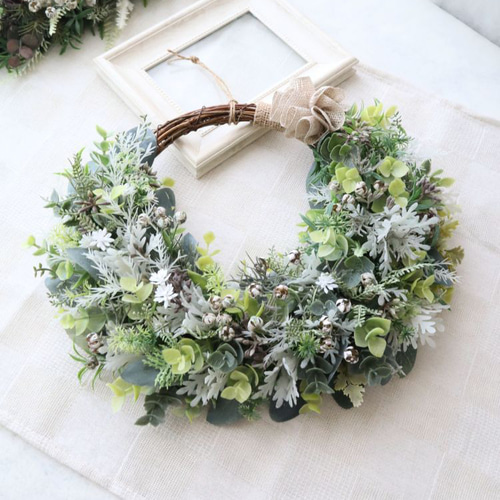 造花リース│ユーカリと実ものナチュラルリース｜造花ギフト｜アーティ