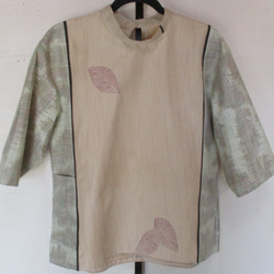 ７４９６　紬の着物で作ったプルオーバー　#送料無料 2枚目の画像