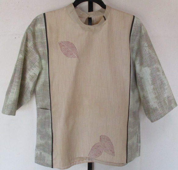７４９６　紬の着物で作ったプルオーバー　#送料無料 2枚目の画像