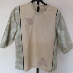 ７４９６　紬の着物で作ったプルオーバー　#送料無料 1枚目の画像