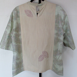 ７４９６　紬の着物で作ったプルオーバー　#送料無料 5枚目の画像