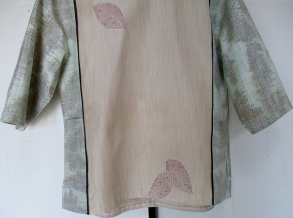 ７４９６　紬の着物で作ったプルオーバー　#送料無料 4枚目の画像