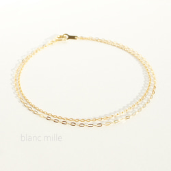 No.b-w○*K18 2連ブレスレット○*18金無垢チェーンブレスレット○*18k シンプルブレスレット　オーダー制作 8枚目の画像