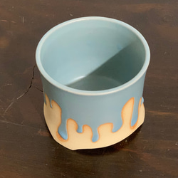 陶器　空色のとろとろ植木鉢 3枚目の画像