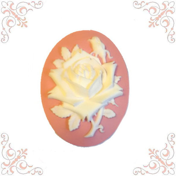 カメオ ローズ 薔薇 5色 40×30mm 2個セット アクセサリー  