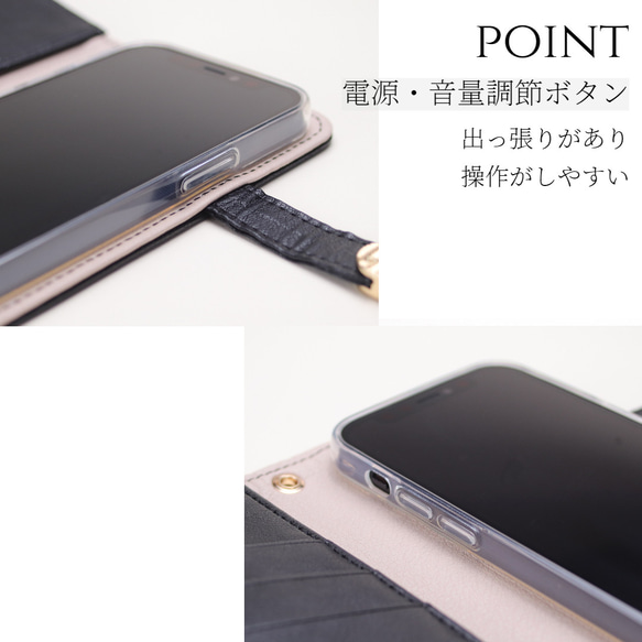 iphone14 ケース 手帳型 ミラー付き iphone14Pro カード収納 レザー 大人可愛い くすみカラー 8枚目の画像