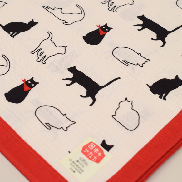 風呂敷　ふろしき 　お弁当包み　ギフト　綿100％　日本のかたち　アニマル　猫　ネコ　日本製　50cm幅　 3枚目の画像