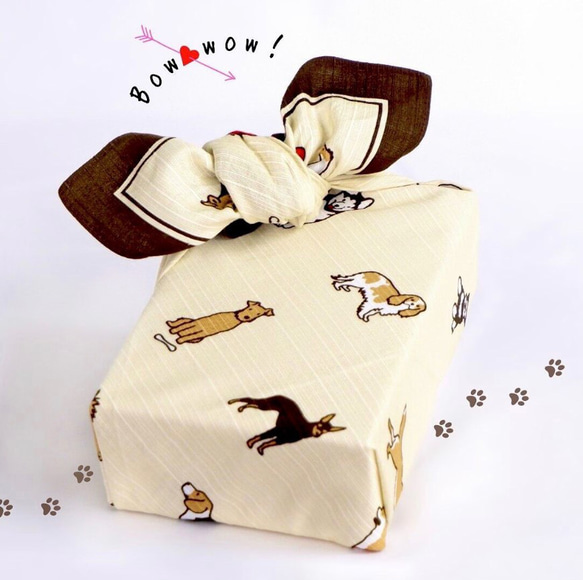 風呂敷　ふろしき 　お弁当包み　ギフト　綿100％　日本のかたち　アニマル　犬　いぬ　日本製　50cm幅　 1枚目の画像