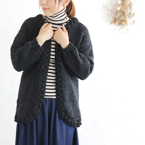 限定2《クリアランス＊30%OFF》 ウール100％ パプコーン編みニット  