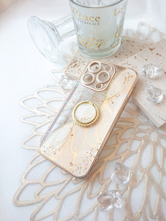 スノーゴールド ホワイトスマホケース 大理石風iPhoneケース