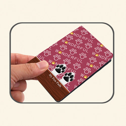 二つ折りパスケース/ICカードケース/カードケース【犬球（Two Paws）ボルドーレッド】（名入れ可） 3枚目の画像