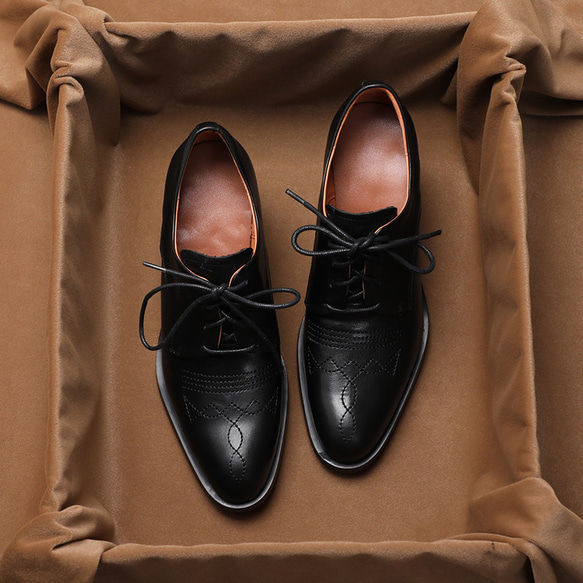 ブラックレザー厚底靴