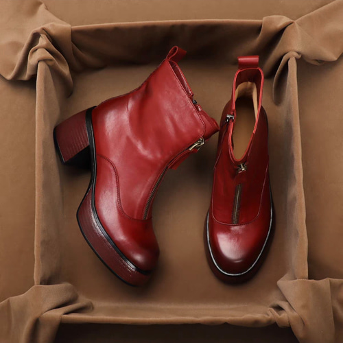 足に優しい靴！本革☆レザーブーツ 神戸 ステッチ 無地 シンプル