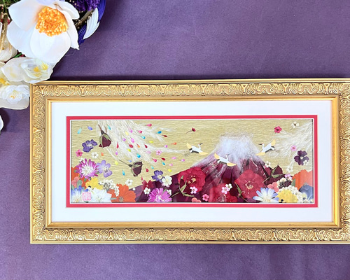 押し花アート 額縁込み (54cm×44cm) 赤華 IMG_100311.jpg