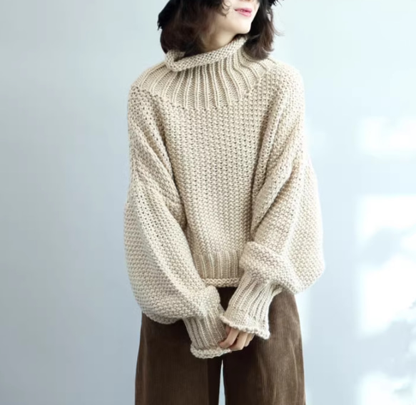 JOIN♥2色 秋冬 厚手のセーター　ハイネックショート丈ニット 2枚目の画像