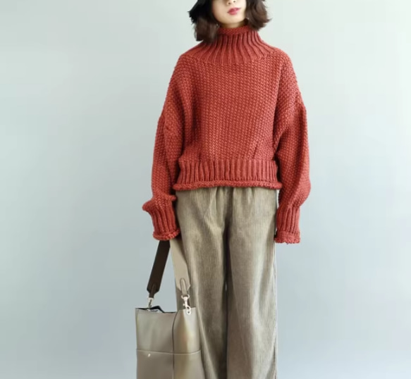 JOIN♥2色 秋冬 厚手のセーター　ハイネックショート丈ニット 5枚目の画像