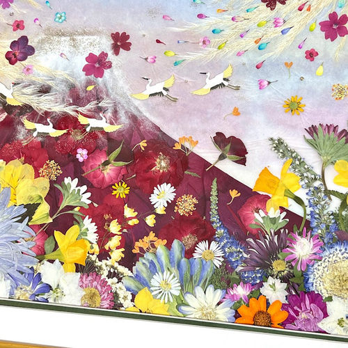 花模様の抽象的な絵画、大、中、小の花柄が織り成す華やかさの絵画 第百二十八話 小満の花絵「セルリア」 | 二十四節気の花絵 | 花