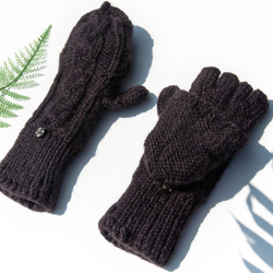 手編みの純毛ニット手袋/取り外し可能な暖かい手袋/内側起毛手袋/タッチ手袋-ブラウンフェアアイルスタイル暖かいクリスマスギフト交 3枚目の画像