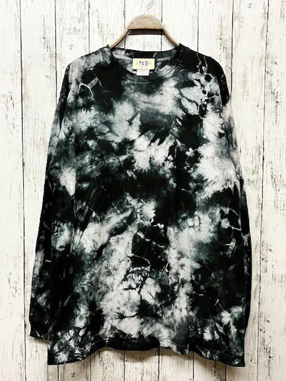 タイダイ染め 長袖Ｔシャツ XLサイズ　ブラック　ムラ染め 　HIPPIES DYE HD20-69 1枚目の画像