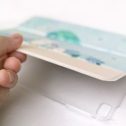 【納期3週間】えらべるデザイン・シマエナガとお花のiPad手帳型ケース 4枚目の画像