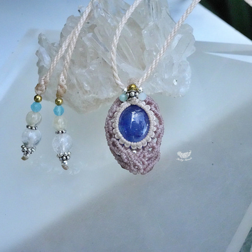 蒼い紋章☆高品質☆tanzanite マクラメネックレス1312