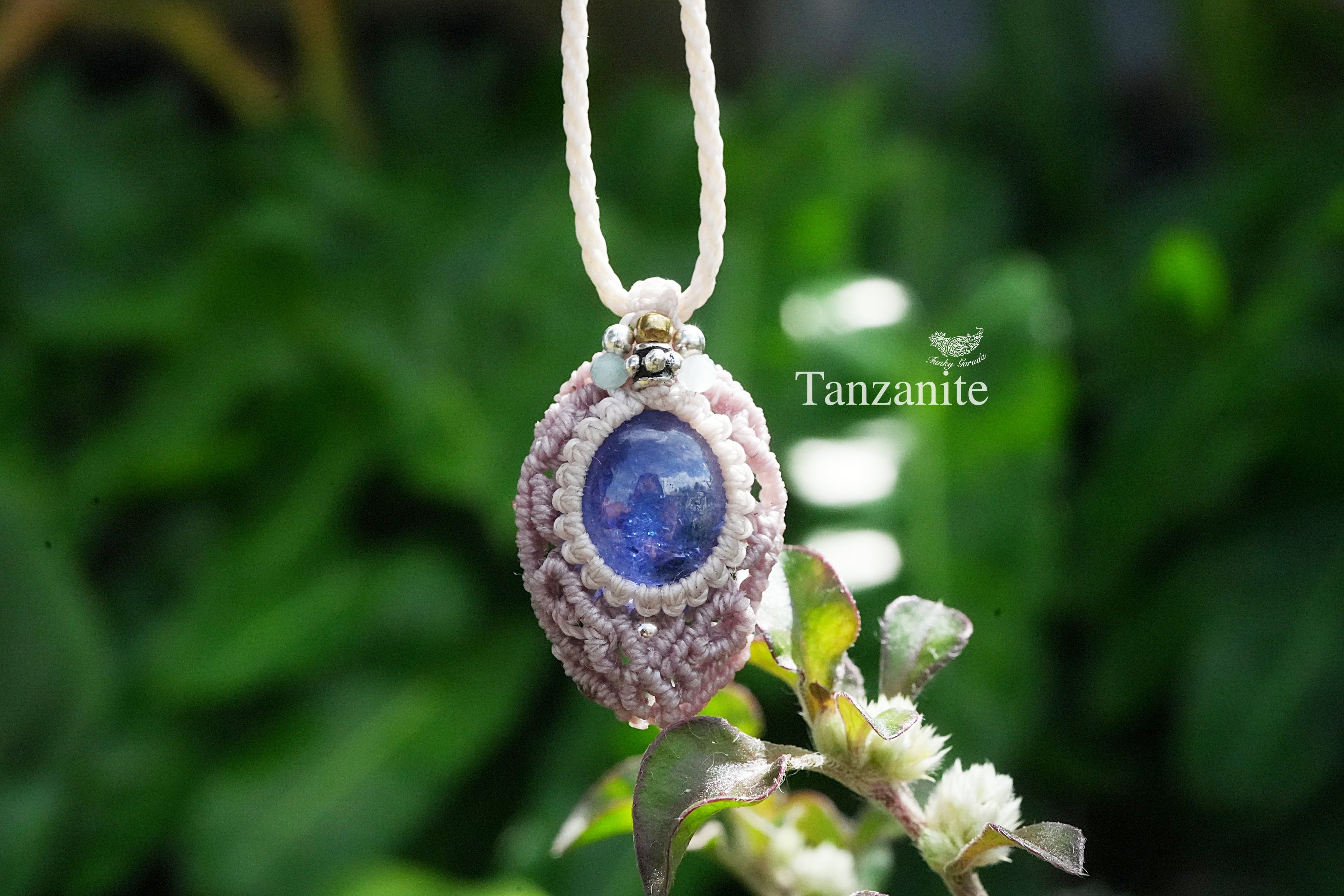 蒼い紋章☆高品質☆tanzanite マクラメネックレス1312