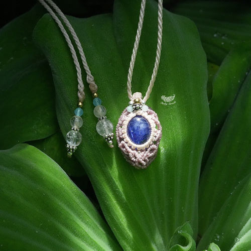 でんちゃん　オパールとタンザナイトのマクラメネックレス 蒼い紋章☆高品質☆tanzanite マクラメネックレス1312
