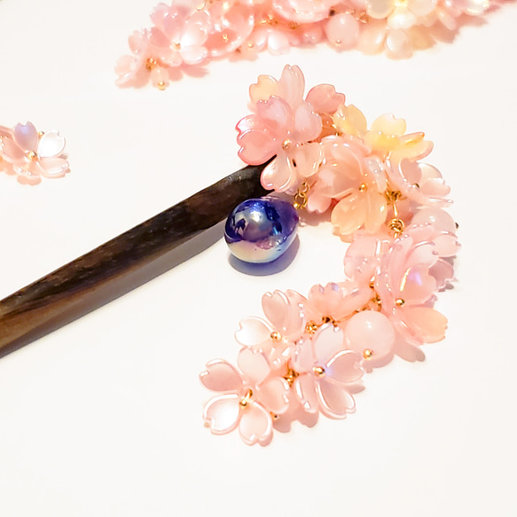 細枝に桜咲く髪飾り【春】かんざし 大正浪漫 おはしかんざし 7枚目の画像