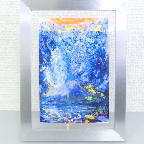 Amazon.co.jp: 花の絵 風景画 桜 富士山 アクリル画 原画 桜吹雪