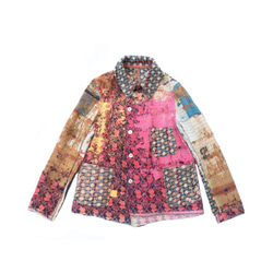 インド刺子　パッチワークのコート インド製アンティーク刺し子、パッチワークコットン、オーバー