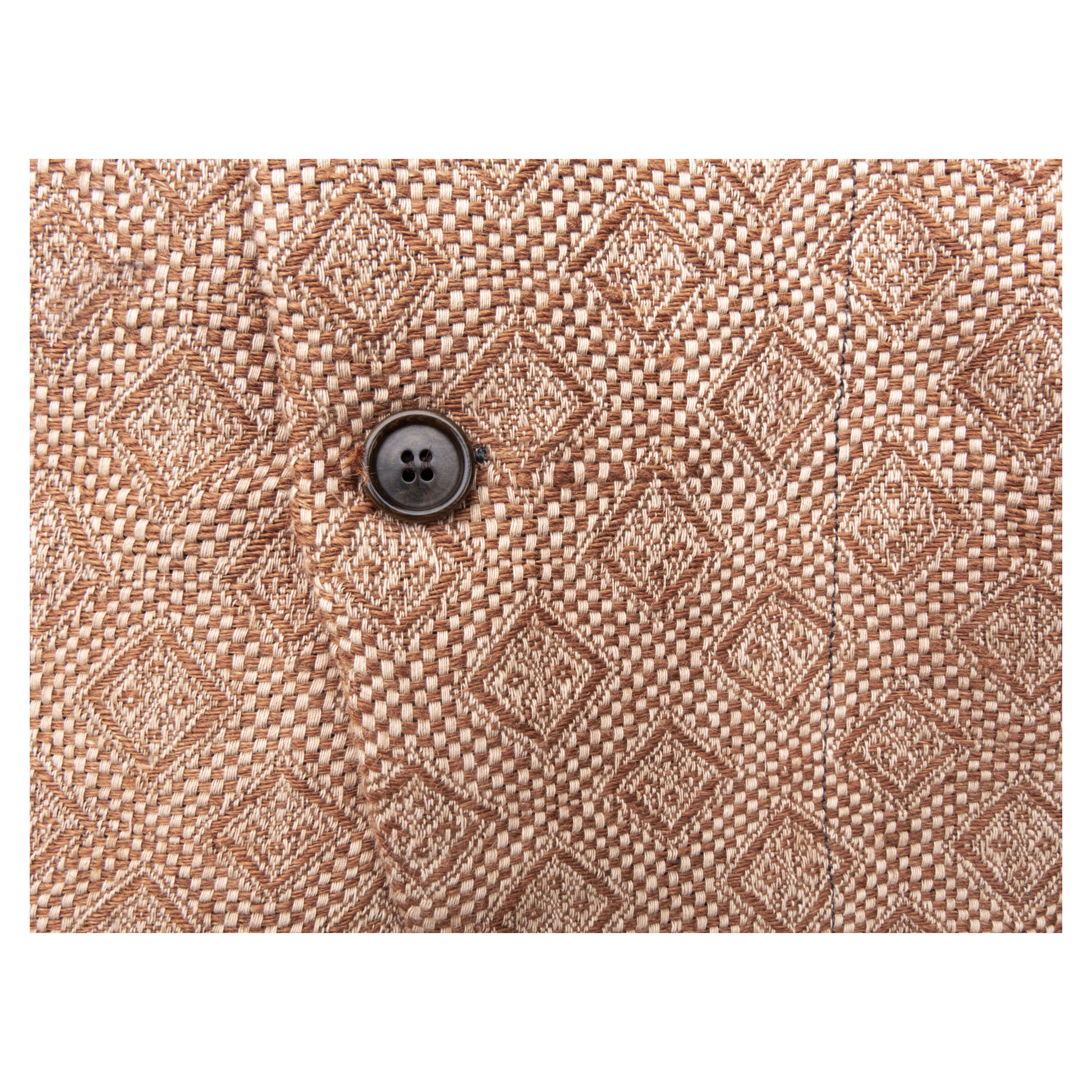 ベージュ、オレンジゴールド模様手織りイタリア製アンティークシルク、テーラードジャケット XL XXL