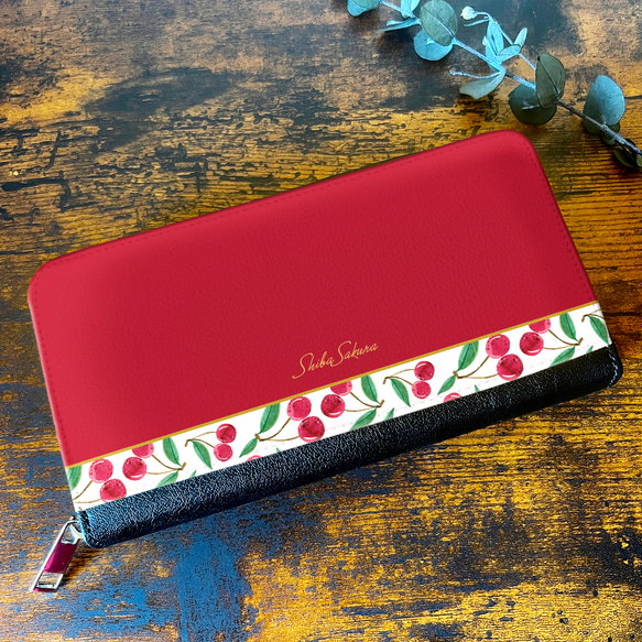 チェリーの長財布（レッド） さくらんぼ チェリー 財布 長財布 長財布