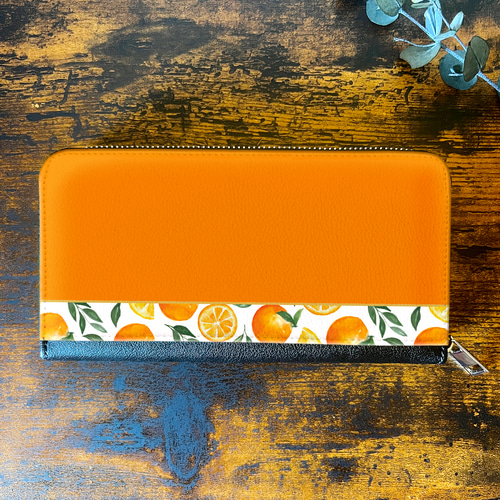 ブラッドオレンジの長財布 みかん オレンジ フルーツ 財布 長財布 長