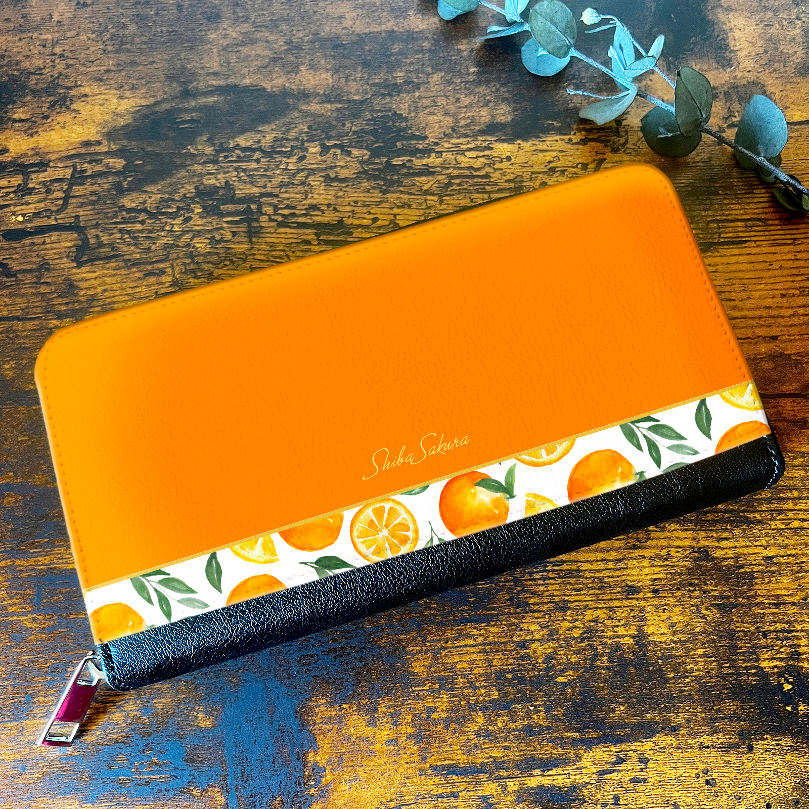 ブラッドオレンジの長財布 みかん オレンジ フルーツ 財布 長財布