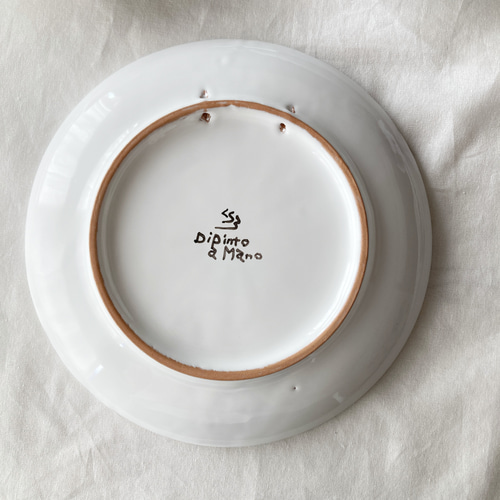 絵皿 20cm マヨリカ焼き さかなねこ イタリア陶器 CRC034 中皿