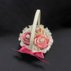 【婚約指輪もおける】ミニ花かごのリングピロー〈パープル ver〉 2枚目の画像