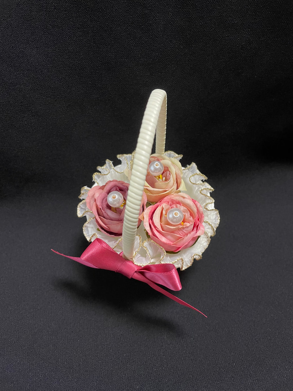【婚約指輪もおける】ミニ花かごのリングピロー〈パープル ver〉 2枚目の画像