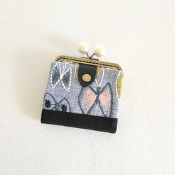 （¥5500）ミナペルホネン sky flower がま口二つ折り財布 1枚目の画像