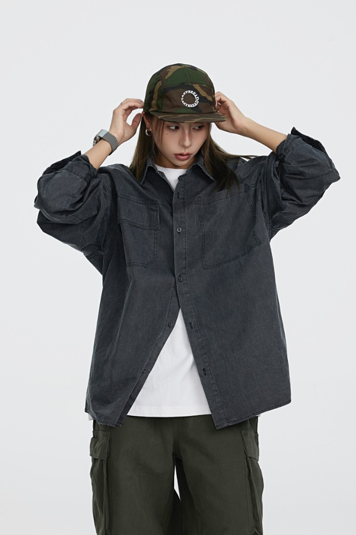 メンズ・春・秋の新作コットン長袖シャツおしゃれトップス 2カラー 20.-1128