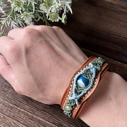 "Agate Macrame Leather Bracelet"瑪瑙のマクラメレザーブレスレット 6枚目の画像