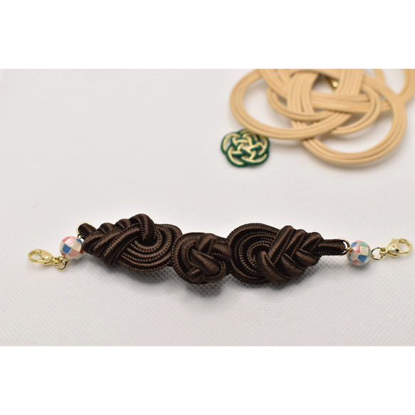 チャイナボタン羽織紐　木の葉茶 1枚目の画像
