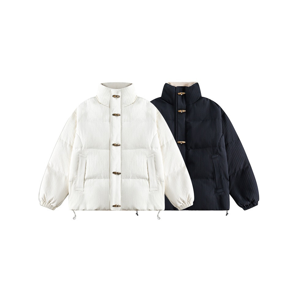 メンズ・レディース兼用・牛角ボタン冬の保温コートゆったりダウン 2カラー 20-1129 8,850円